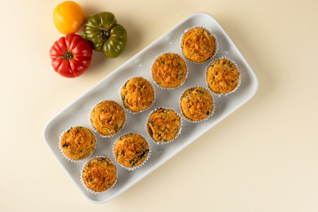 Savoury muffins - Tomato, spinach & feta (6 or 12 pack)