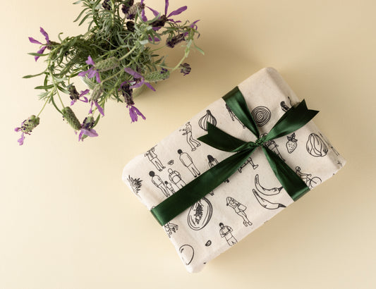 Gift wrapping with Fair Food tea towel